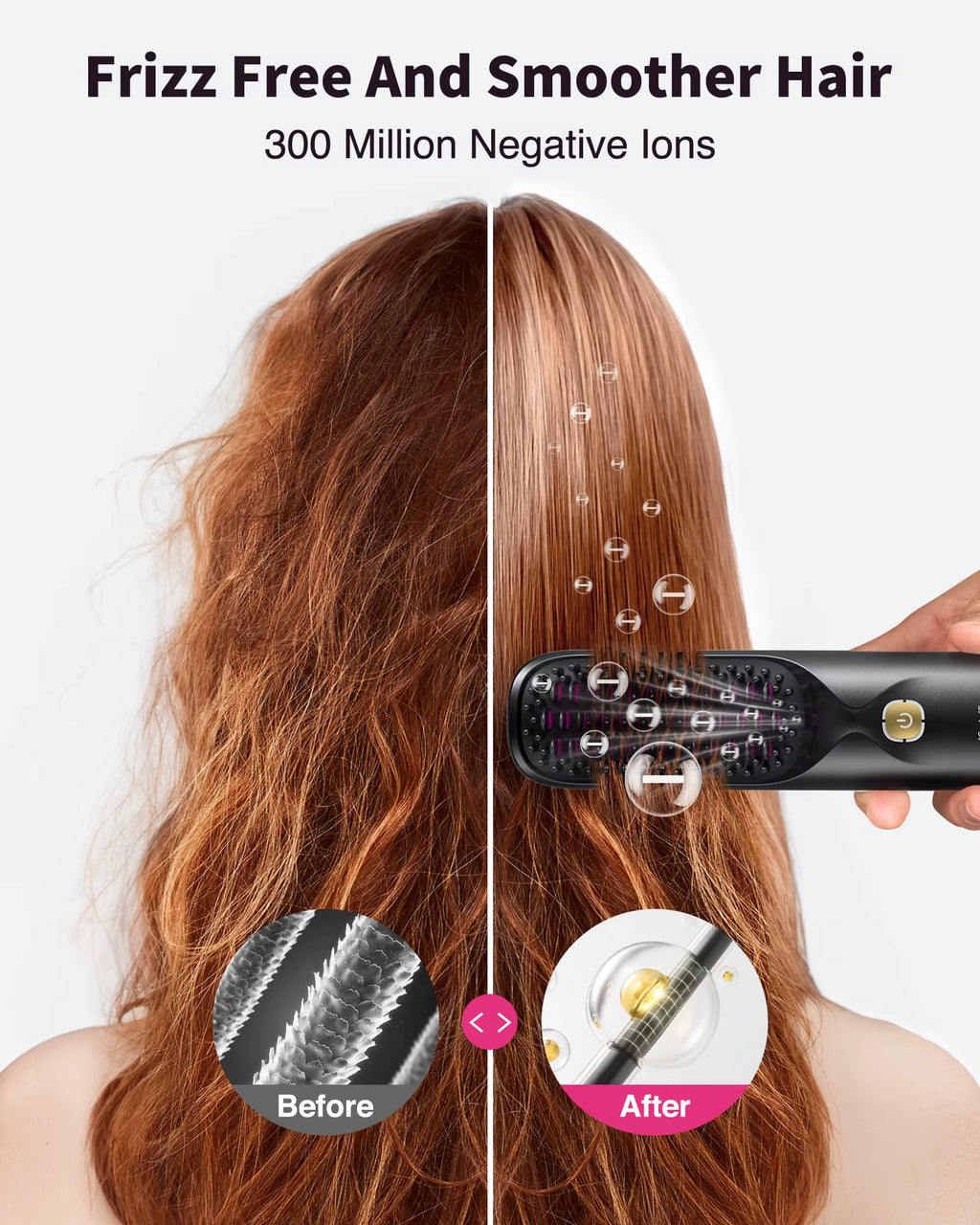 Cordless Hair Straightener Portable Brush 30S Fast Heating 10000Mah Rechargeable 300 Million Negative Ions Straightening Comb